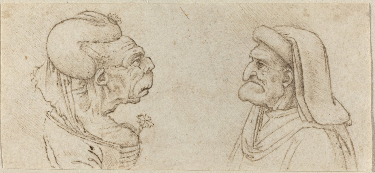 İki Grotesk Kafa by Francesco Melzi after Leonardo da Vinci