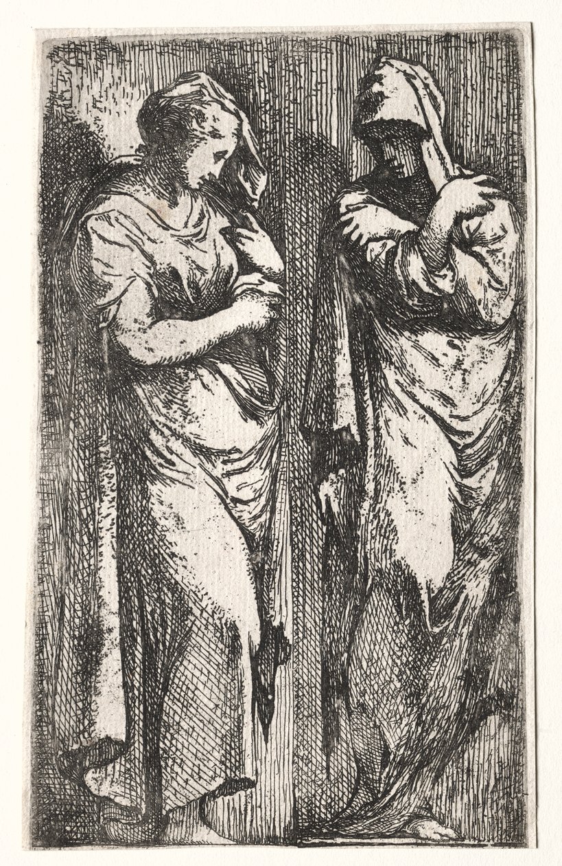 İki Romalı Kadın by Francesco Primaticcio