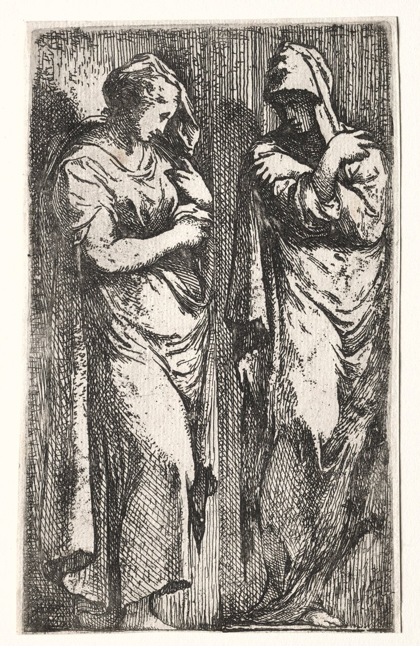 İki Romalı Kadın. by Francesco Primaticcio