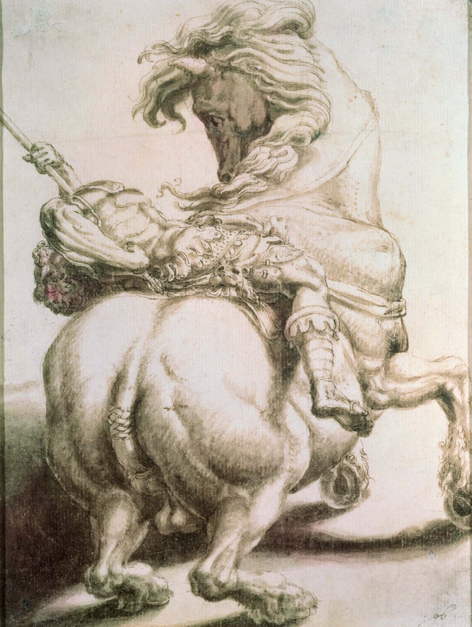 Bir Mızrakla Delinmiş Binici, 16. yüzyıl by Francesco de Rossi Salviati Cecchino