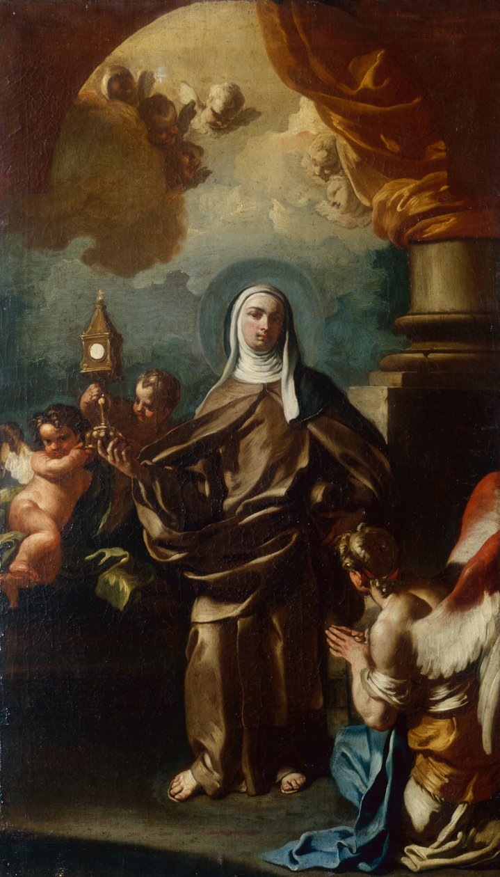 Bir Melek ile Aziz Clare (petrol) by Francesco Solimena
