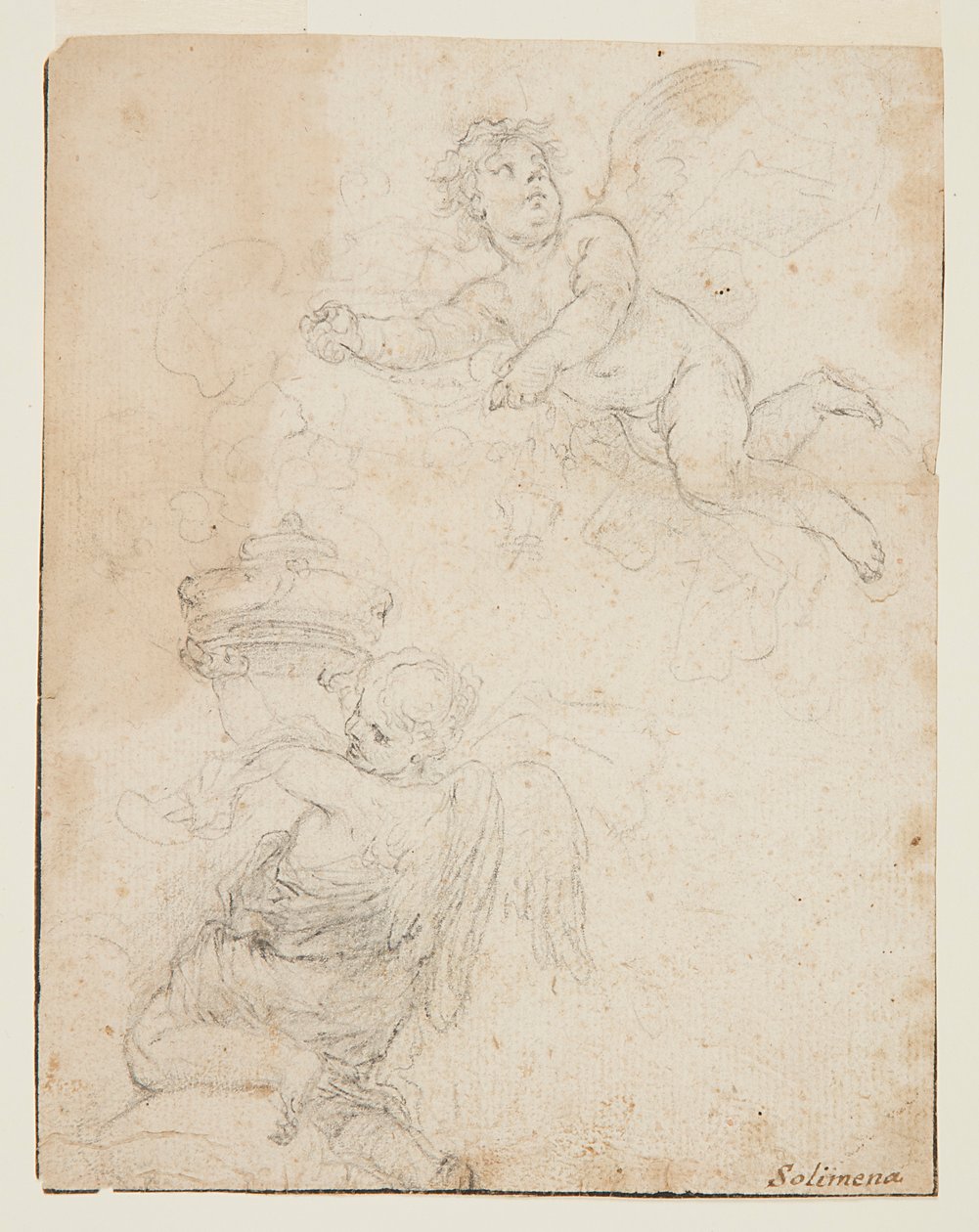 İki Putti Çalışması by Francesco Solimena