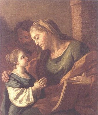 St. Anne İsa Çocuğa Eğitim Veriyor by Francesco de Mura