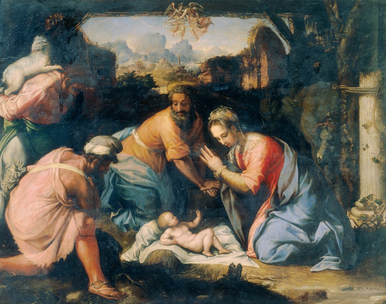 çobanların hayranlığı by Francesco de Rossi Salviati