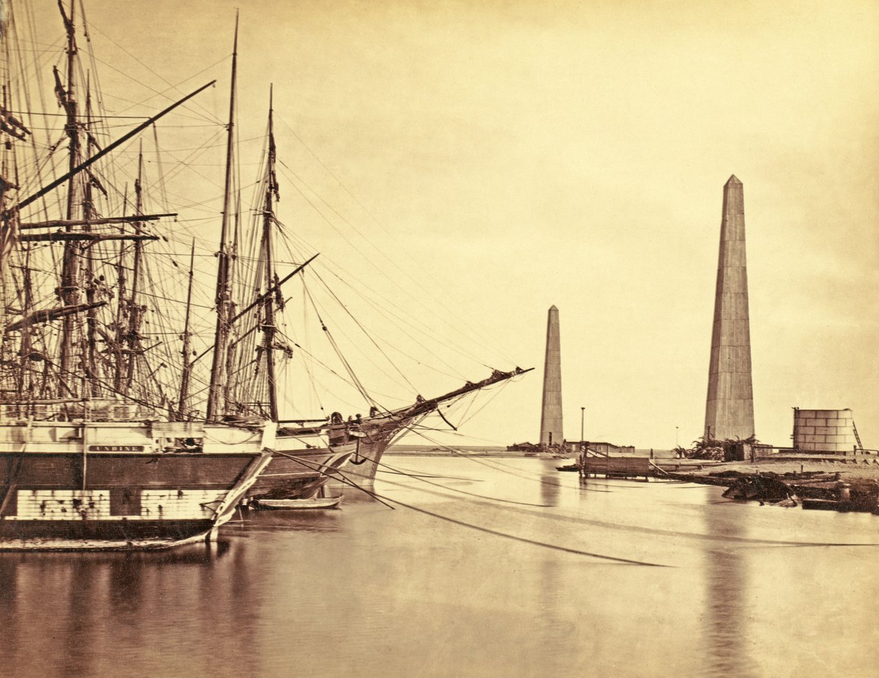 Port Said'deki Süveyş Kanalı'na giriş, 1856 dolayları (albüm baskısı) by Francis Frith