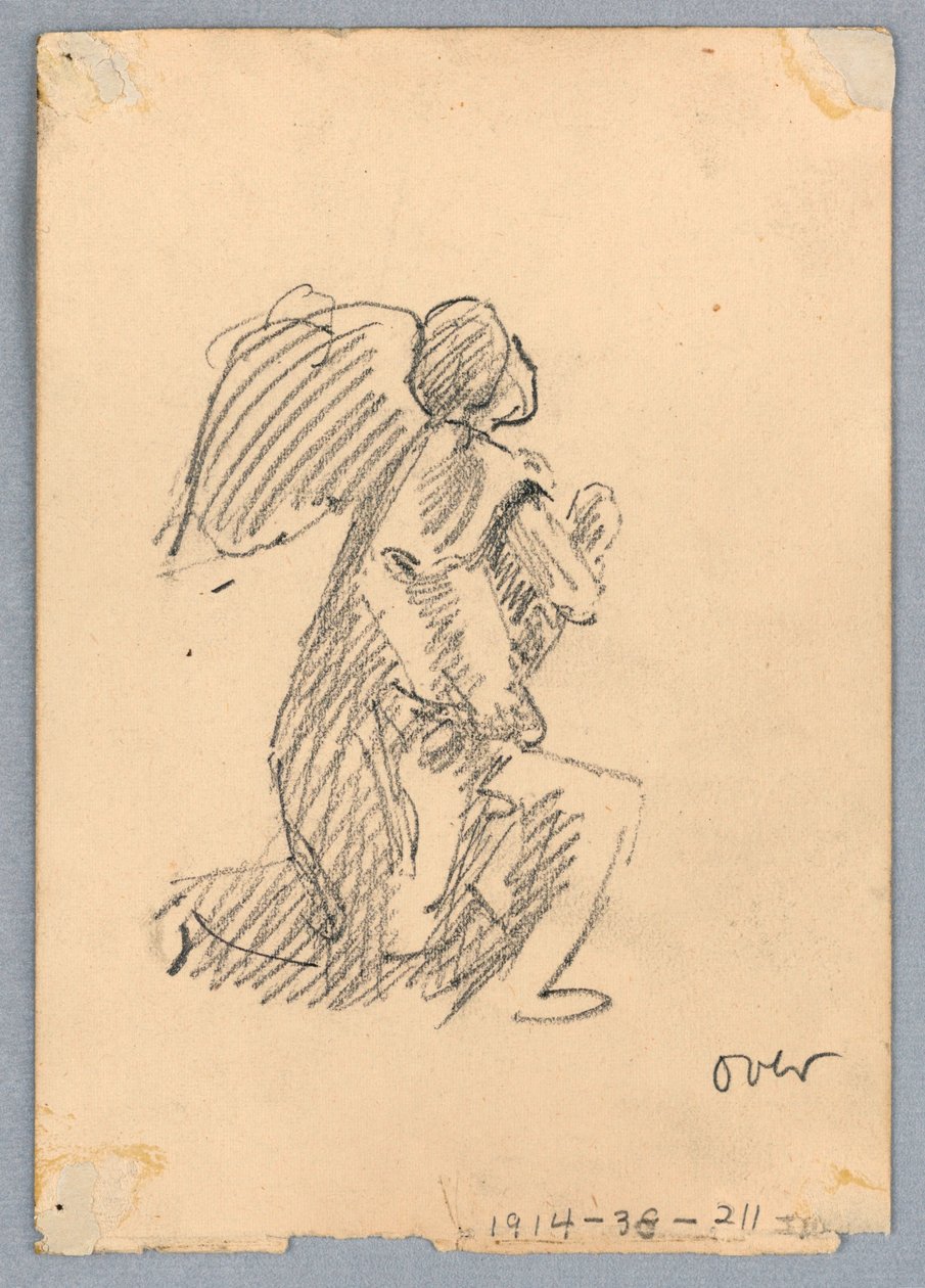 Diz çökmüş melek taslağı by Francis Augustus Lathrop