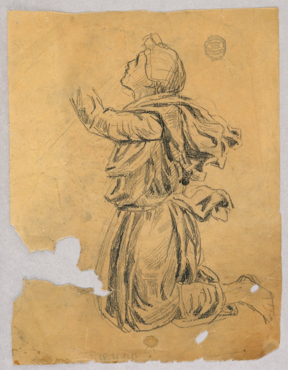 Diz çökmüş bir kadın için çalışma by Francis Augustus Lathrop
