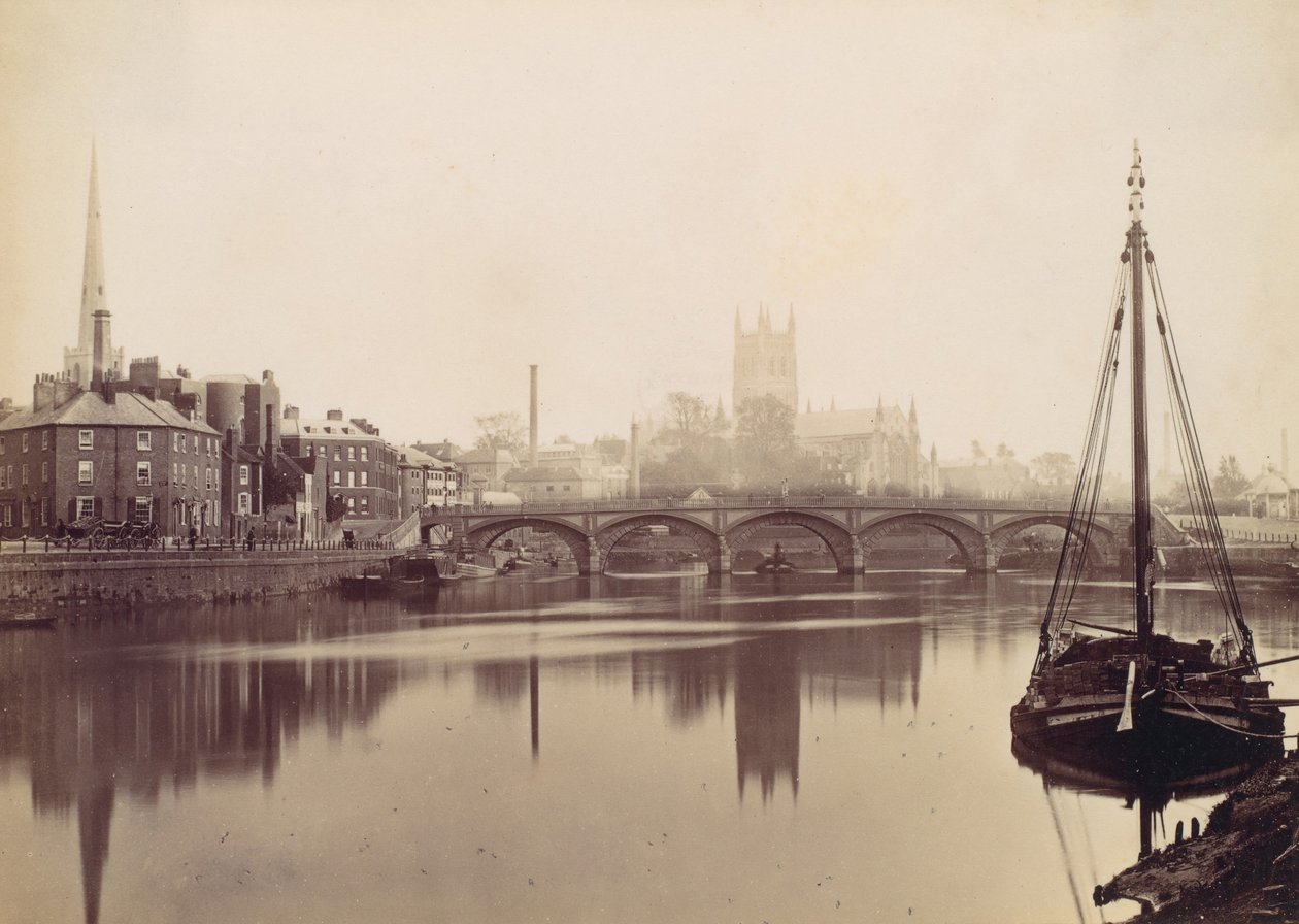 Worcester. Severn'den, 1870'lerden. by Francis Bedford