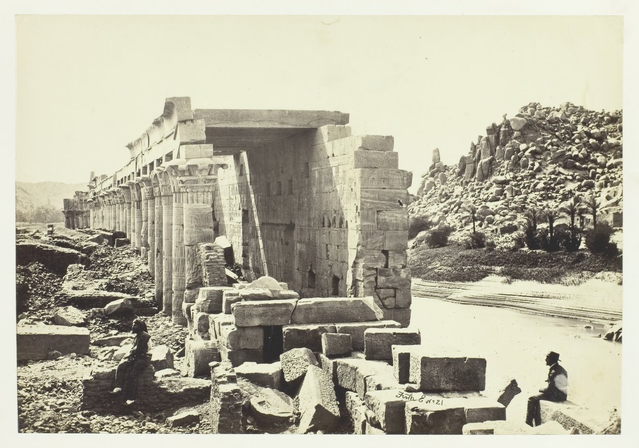 Colonnade, Philæ Adası, 1857. by Francis Frith