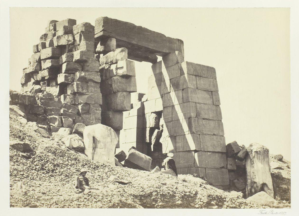 Granit Pilon, Thebes, 1857. by Francis Frith