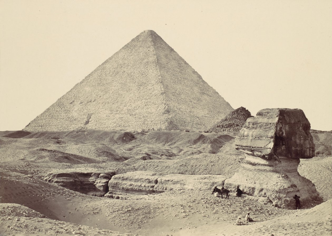 Sphynx ve Büyük Piramit, Geezeh, 1857. by Francis Frith