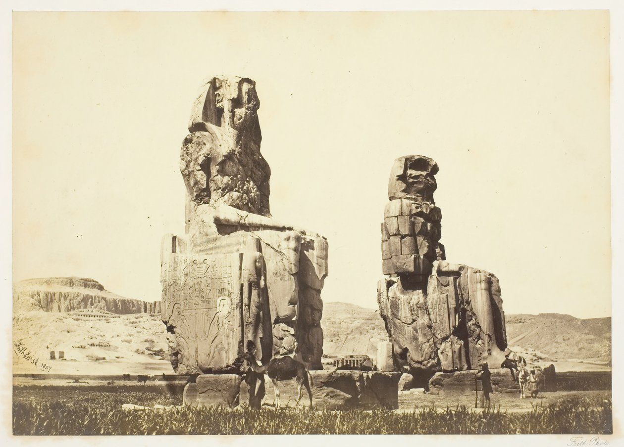 Memnon Heykelleri, 1857, 1862 basılmıştır. by Francis Frith