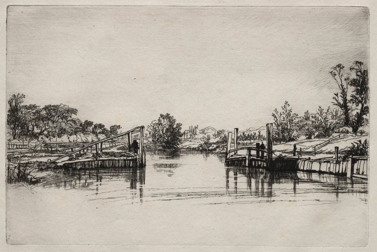 Egham Lock. by Francis Seymour Haden