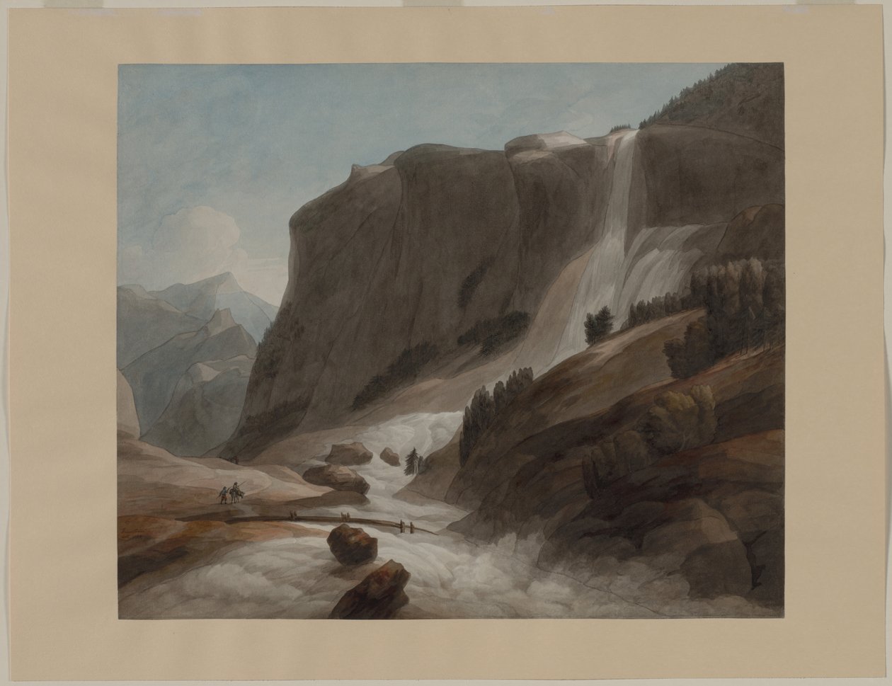 Chiavenna ve Splügen Dağı arasındaki şelale by Francis Towne