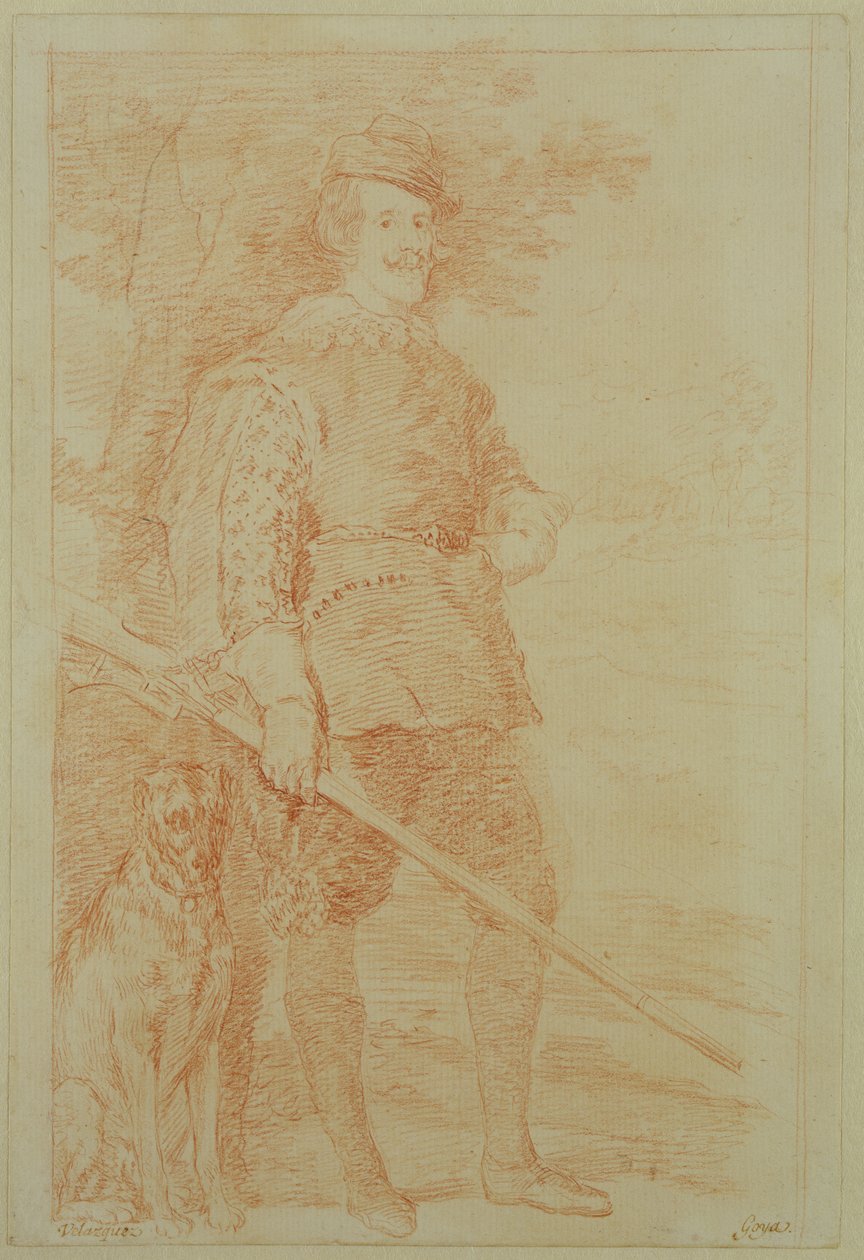 King Philip IV of Spain in hunting costume (1605-65) (red chalk on paper) by Francisco de Goya
