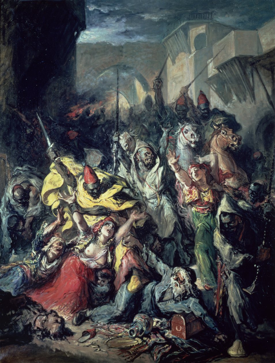 Moors Fighting (tuval üzerine yağlı boya) by Francisco Lameyer