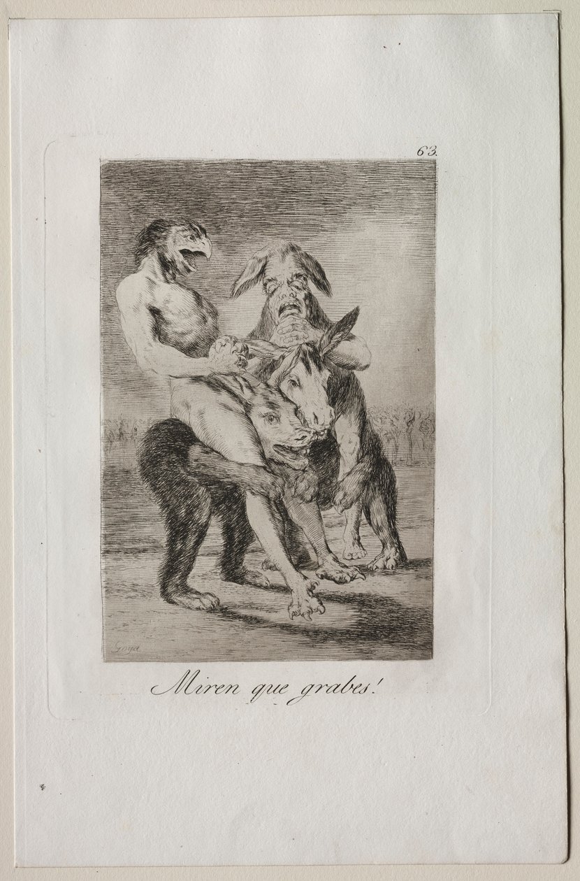 Kaprisler: Bakın Ne Kadar Ciddiler!. by Francisco de Goya