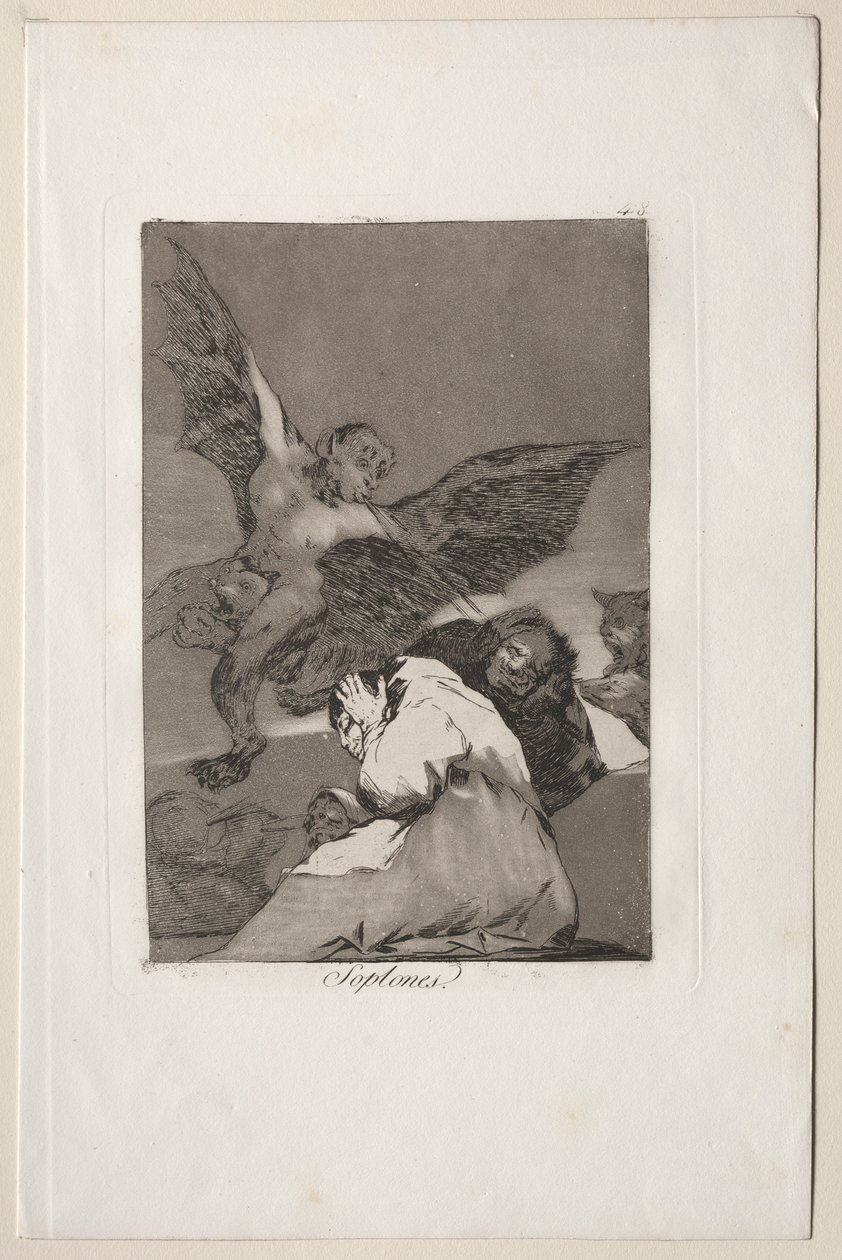 Caprichos: Masal Taşıyıcılar-Rüzgar Patlamaları. by Francisco de Goya