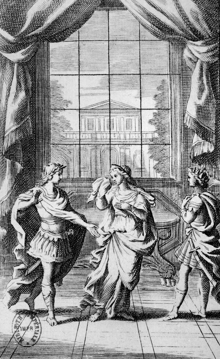 Jean Racine (1639-99) 1676 tarafından 'Berenice'in ön yüzü by Francois Chauveau