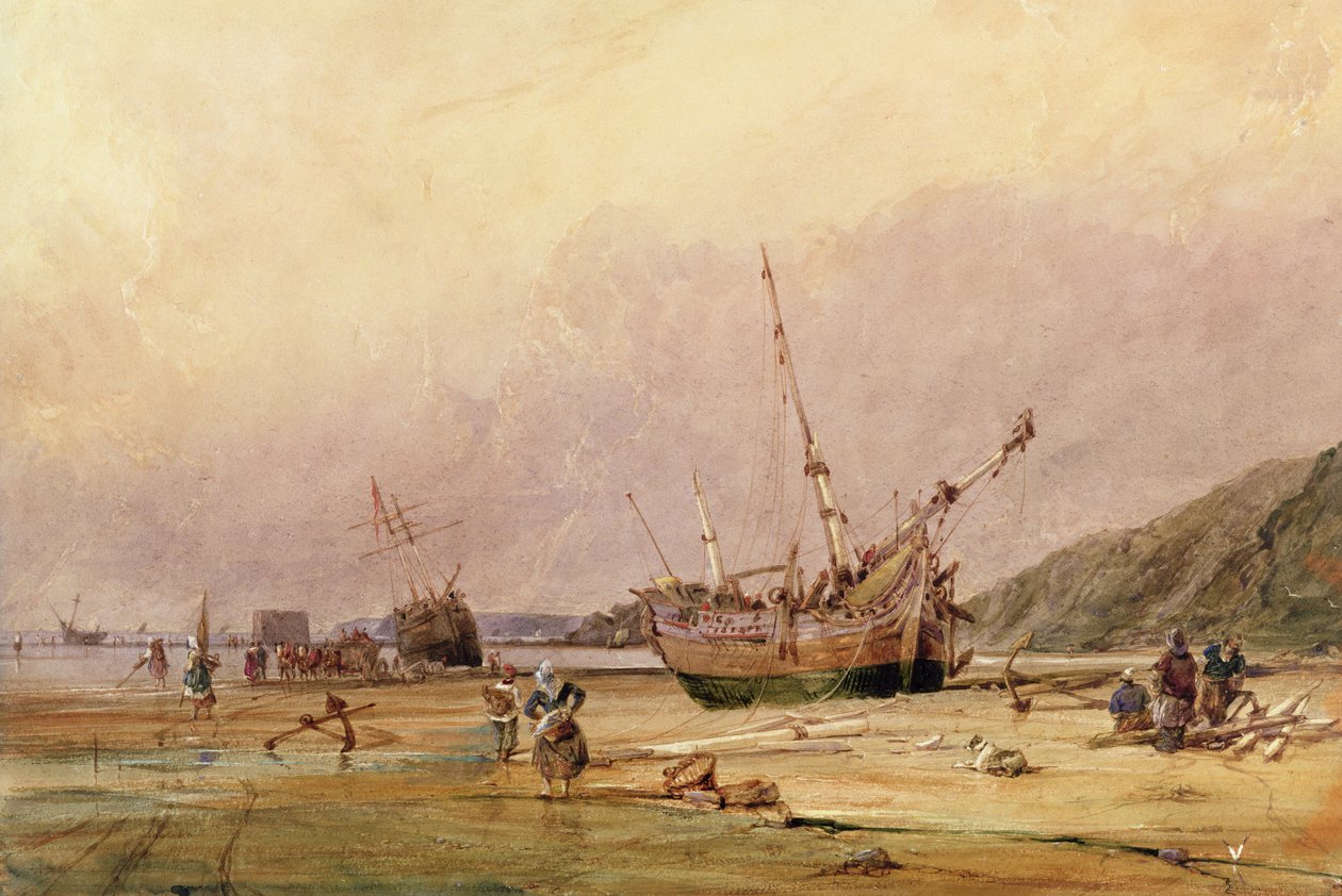 Calais Sands, 1831 (kağıt üzerinde tuvalet ve gövde rengi) by Francois Louis Thomas Francia