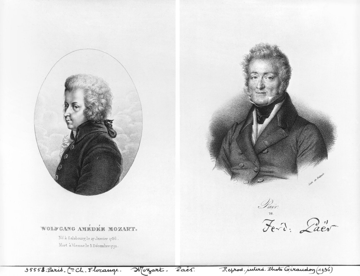Wolfgang Amedeus Mozart (1756-91) ve Ferdinando Paer (1771-1839) by Francois Seraphin Delpech