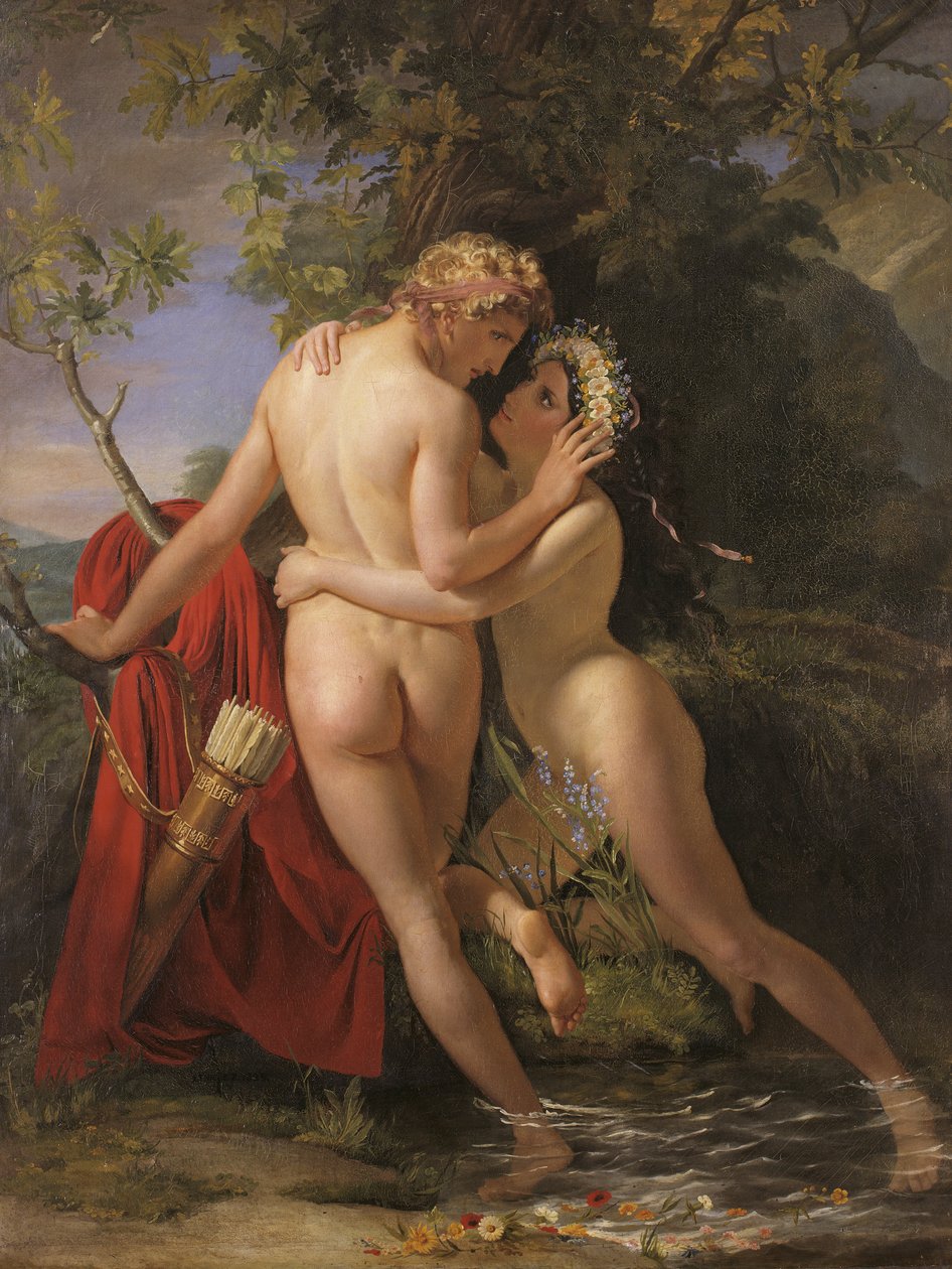 Su Perisi Salmacis ve Hermaphroditus by François Joseph Navez