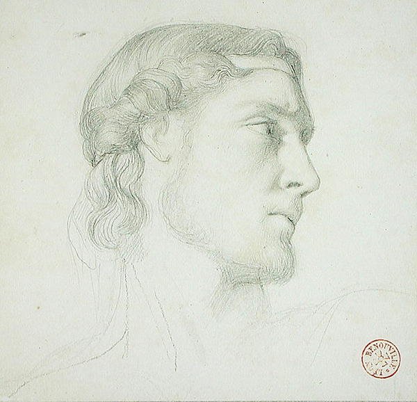 Kafa Çalışması (kağıt üzerine kalem) by Francois Leon Benouville