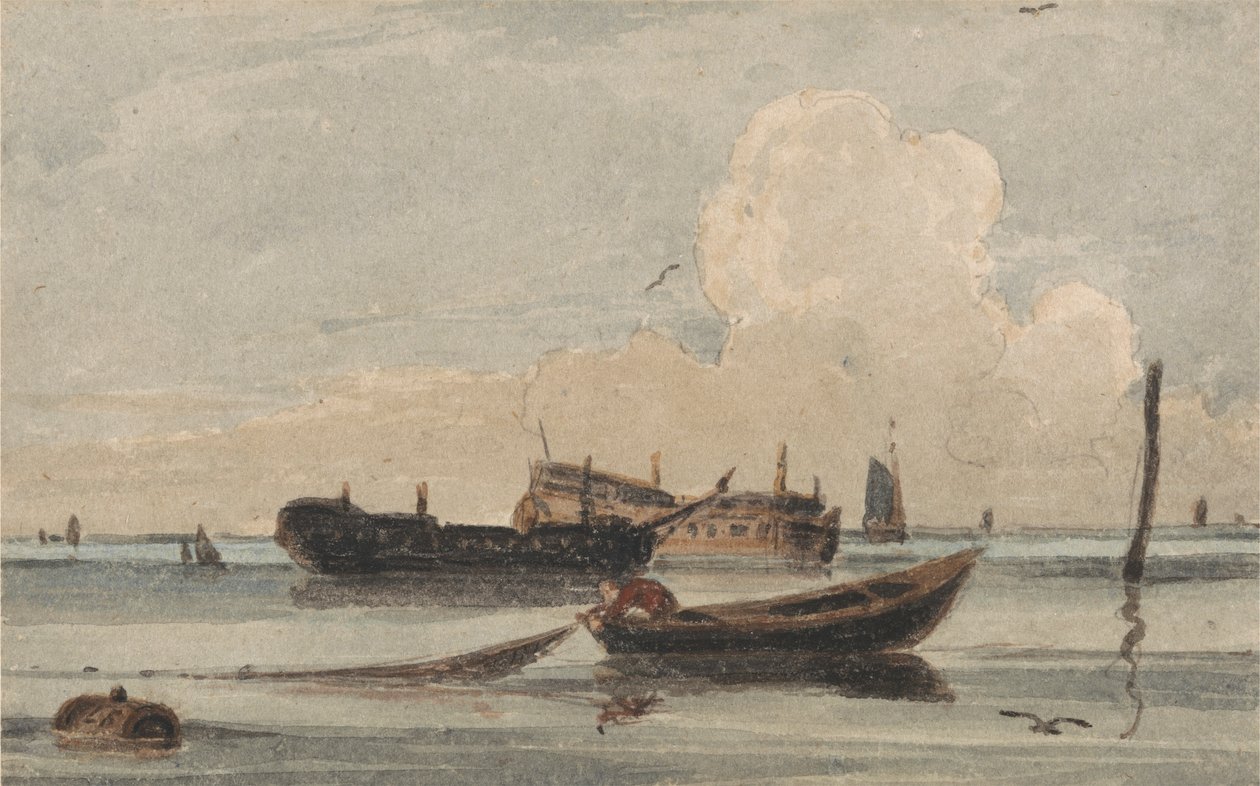 Sakin Denizde Tekneler by Francois Louis Thomas Francia