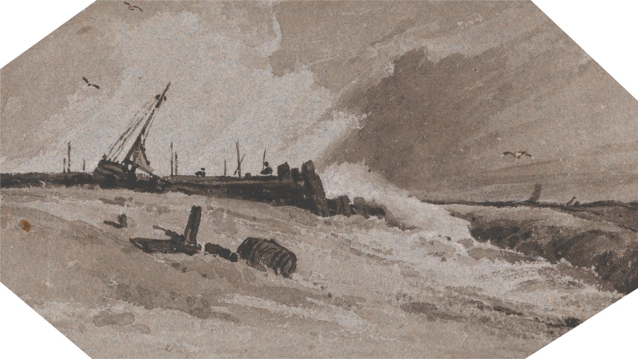 Fırtınada İskele by Francois Louis Thomas Francia