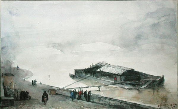 Seine, 1843 (kağıt üzerinde wc) by Francois Marius Granet