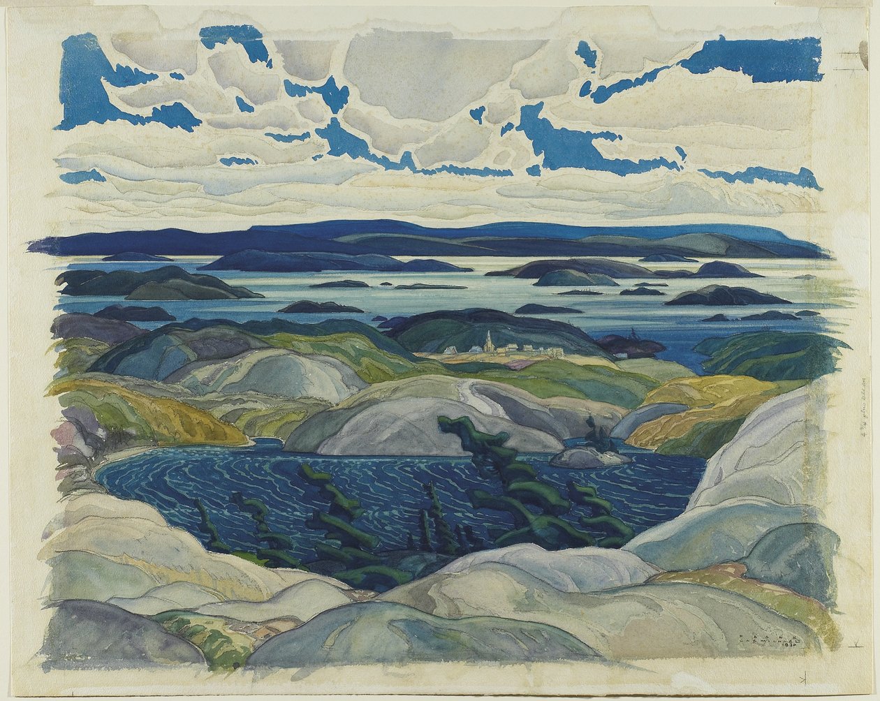 Adalar Körfezi, 1930 (kağıt üzerinde wc) by Franklin Carmichael