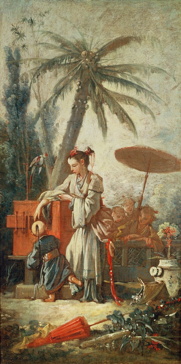 Chinese Curiosity, bir goblen karikatürü için çalışma, c.1742 by François Boucher