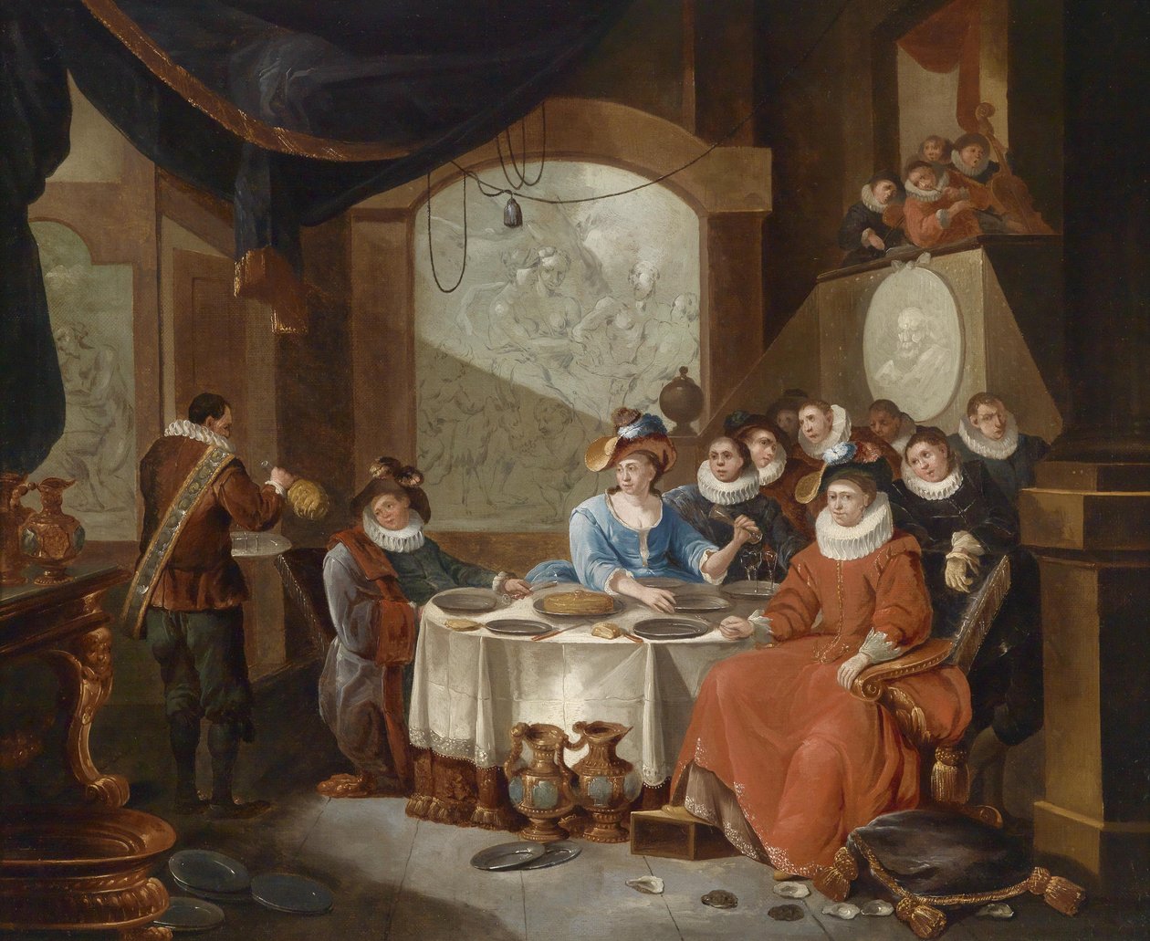 Şenlikli bir yemekte zarif bir şirket by François Xaver Henri Verbeeck