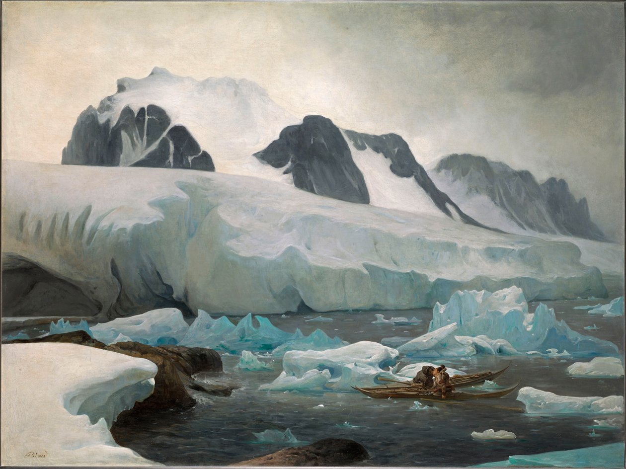 Eskimo kanoları, öpücük, 1842. by François August Biard