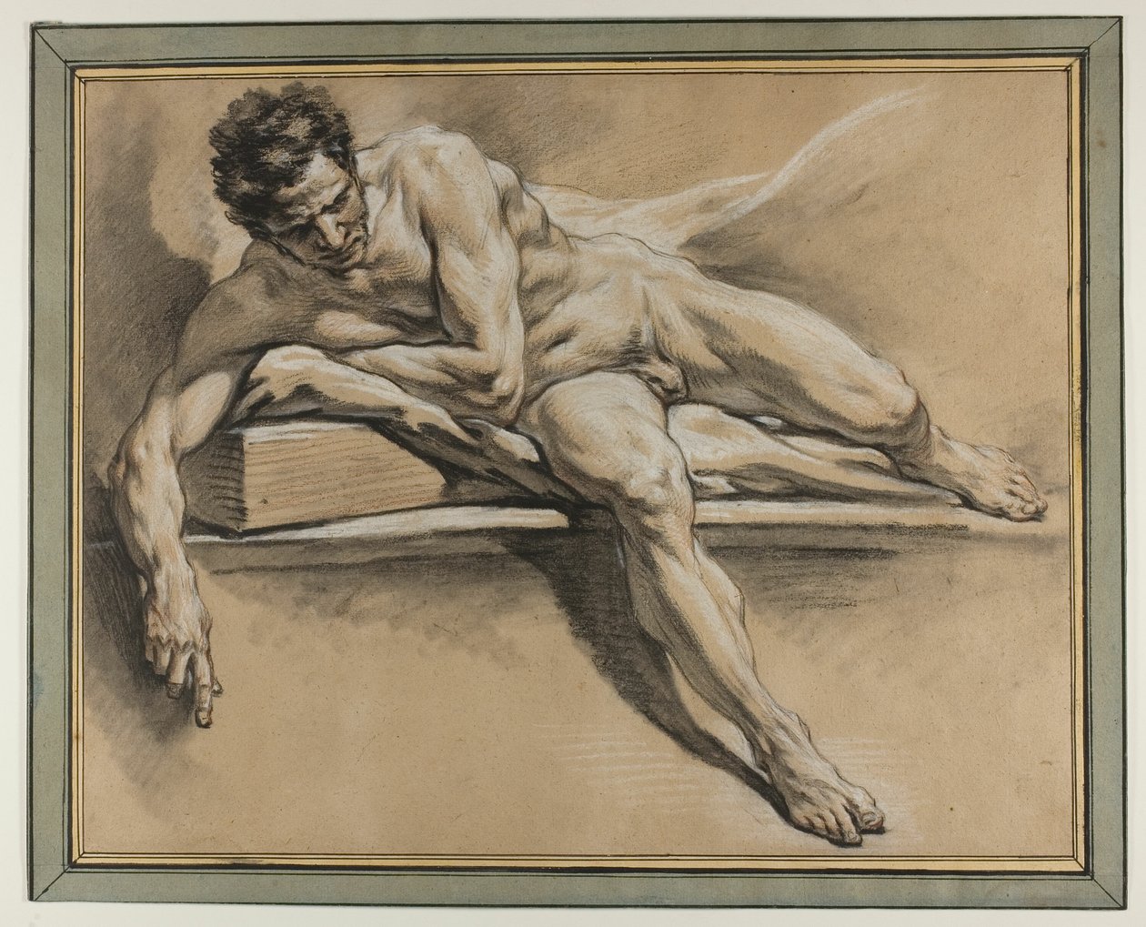 Yatan Bir Erkek Çıplak Akademik Çalışması by François Boucher
