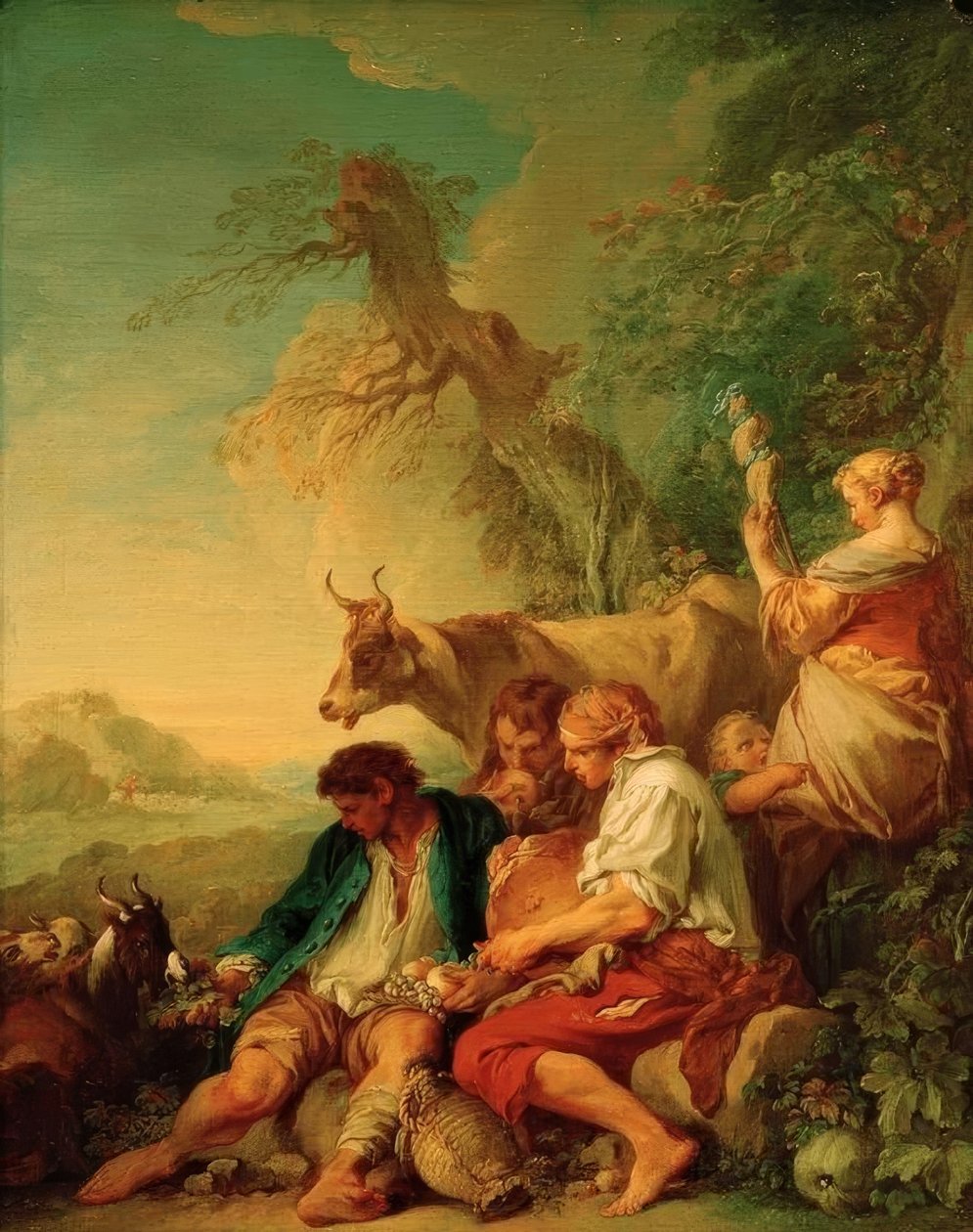 Bir manzara içinde sığır ile çobanlar by François Boucher