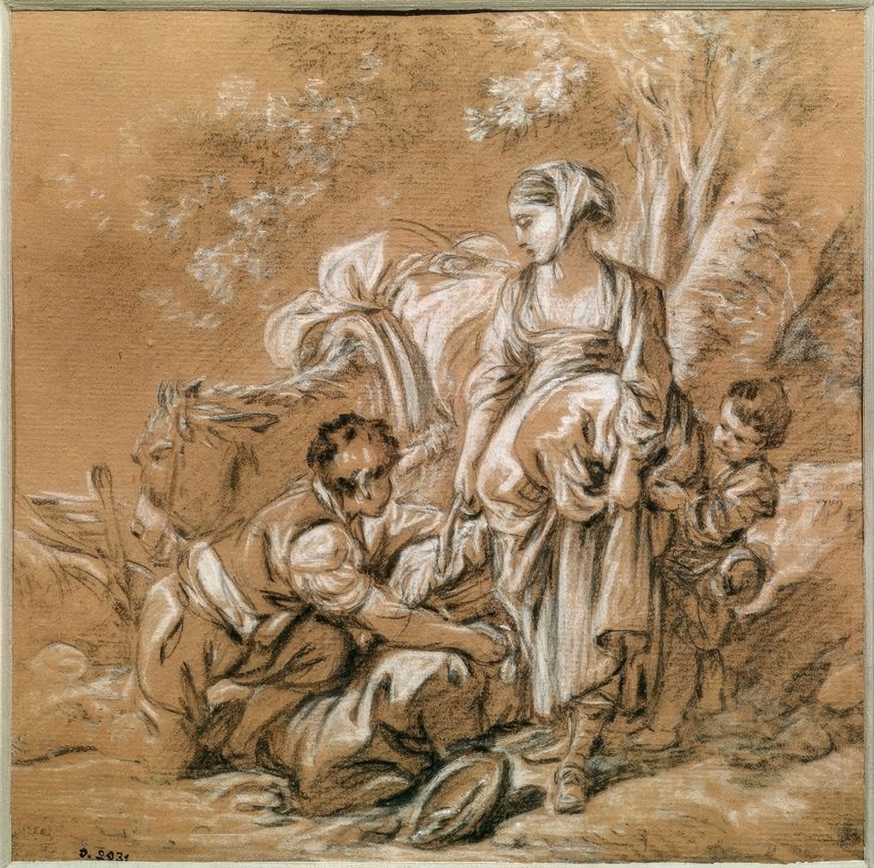 Köylü kadın ve çocukları by François Boucher
