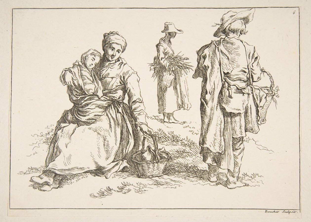 Eskizler Sayfası, 1753. by François Boucher