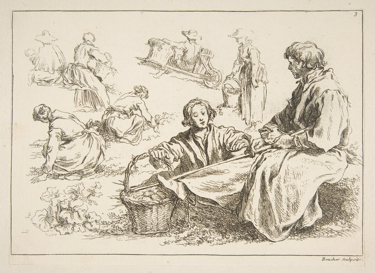 Eskizler Sayfası, 1753. by François Boucher