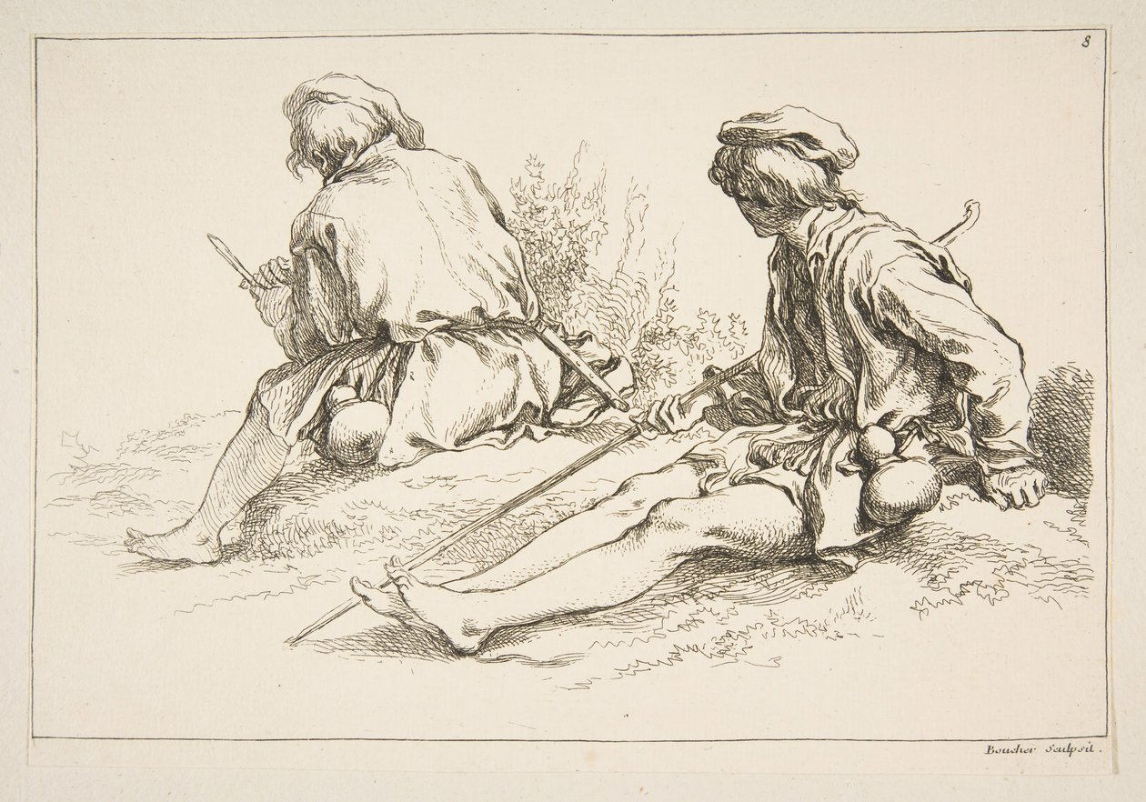 Eskizler Sayfası, 1753. by François Boucher
