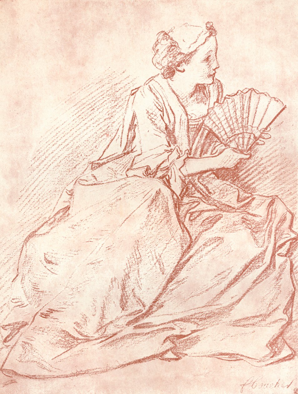 Yelpazeli Kadın, 18. yüzyıl by François Boucher