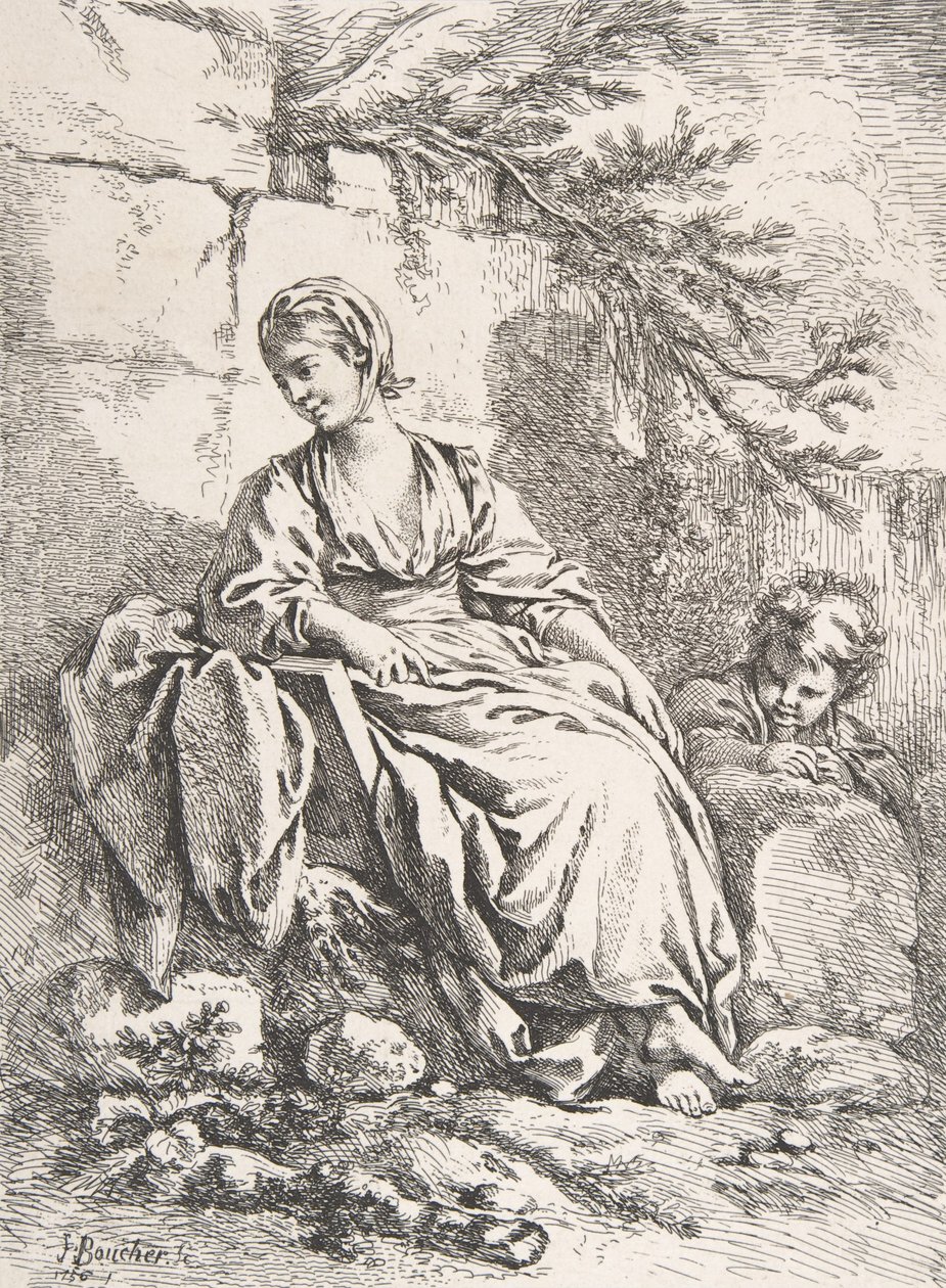 Dinlenme Genç Kız, 1756. by François Boucher