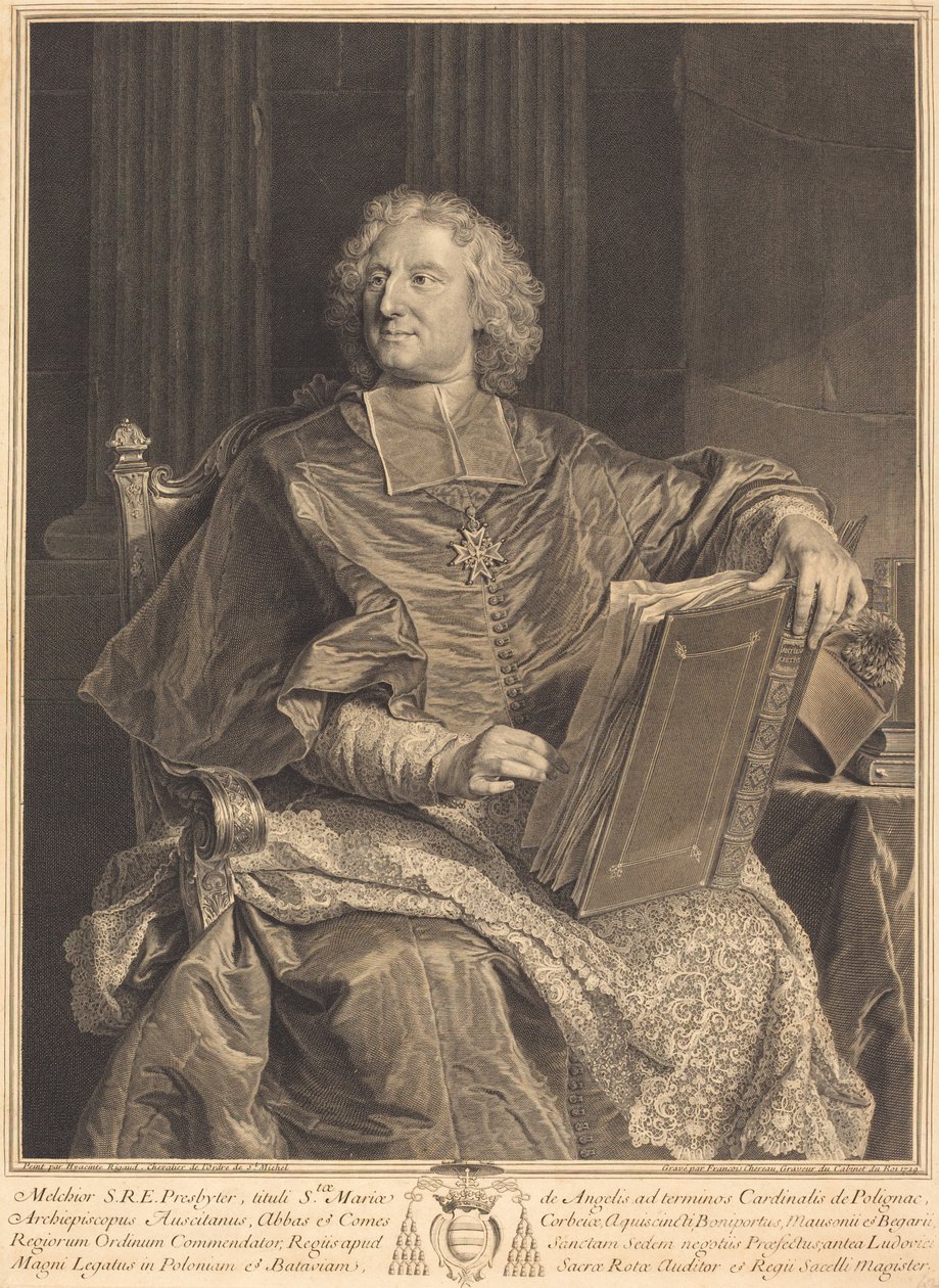 Polignac Kardinali by François Chereau I after Hyacinthe Rigaud