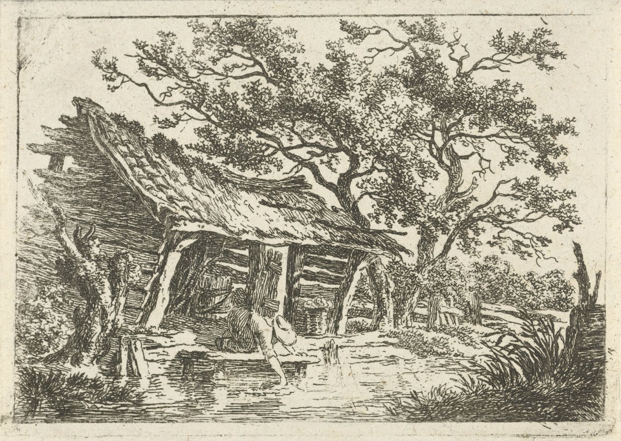 Bir ahır ile manzara by François Joseph Pfeiffer (II)