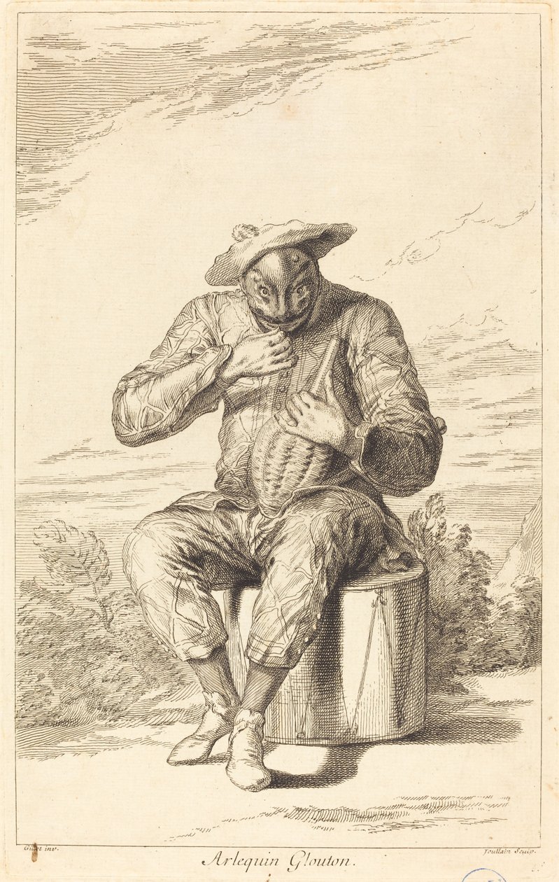 Harlequin Obur by François Joullain after Claude Gillot