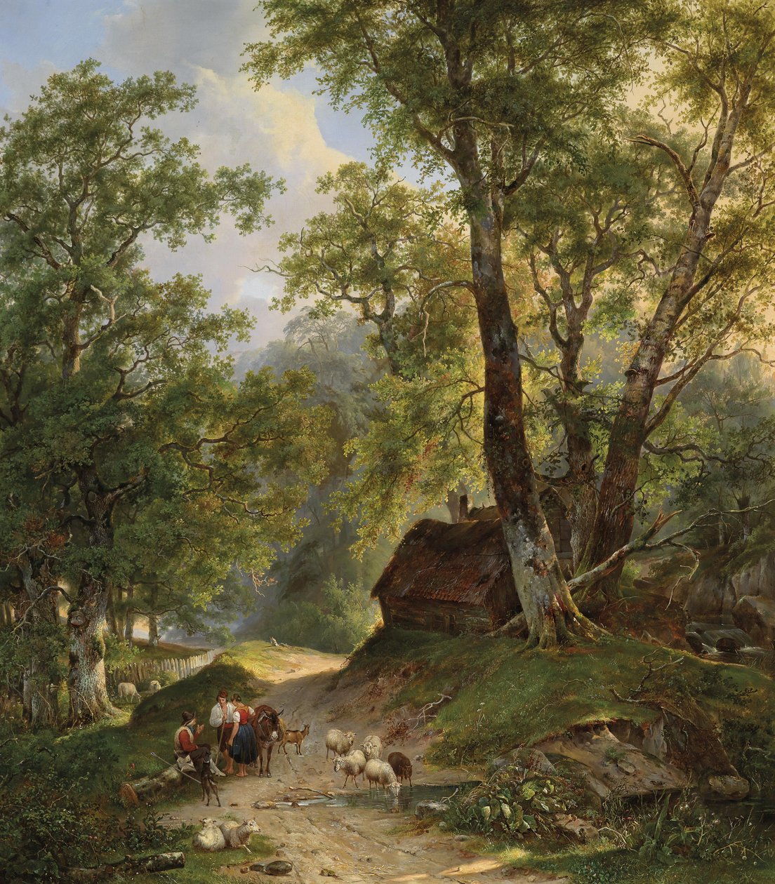 Çobanların eve dönüş yolunda buluşması by Frans Arnold Breuhaus de Groot
