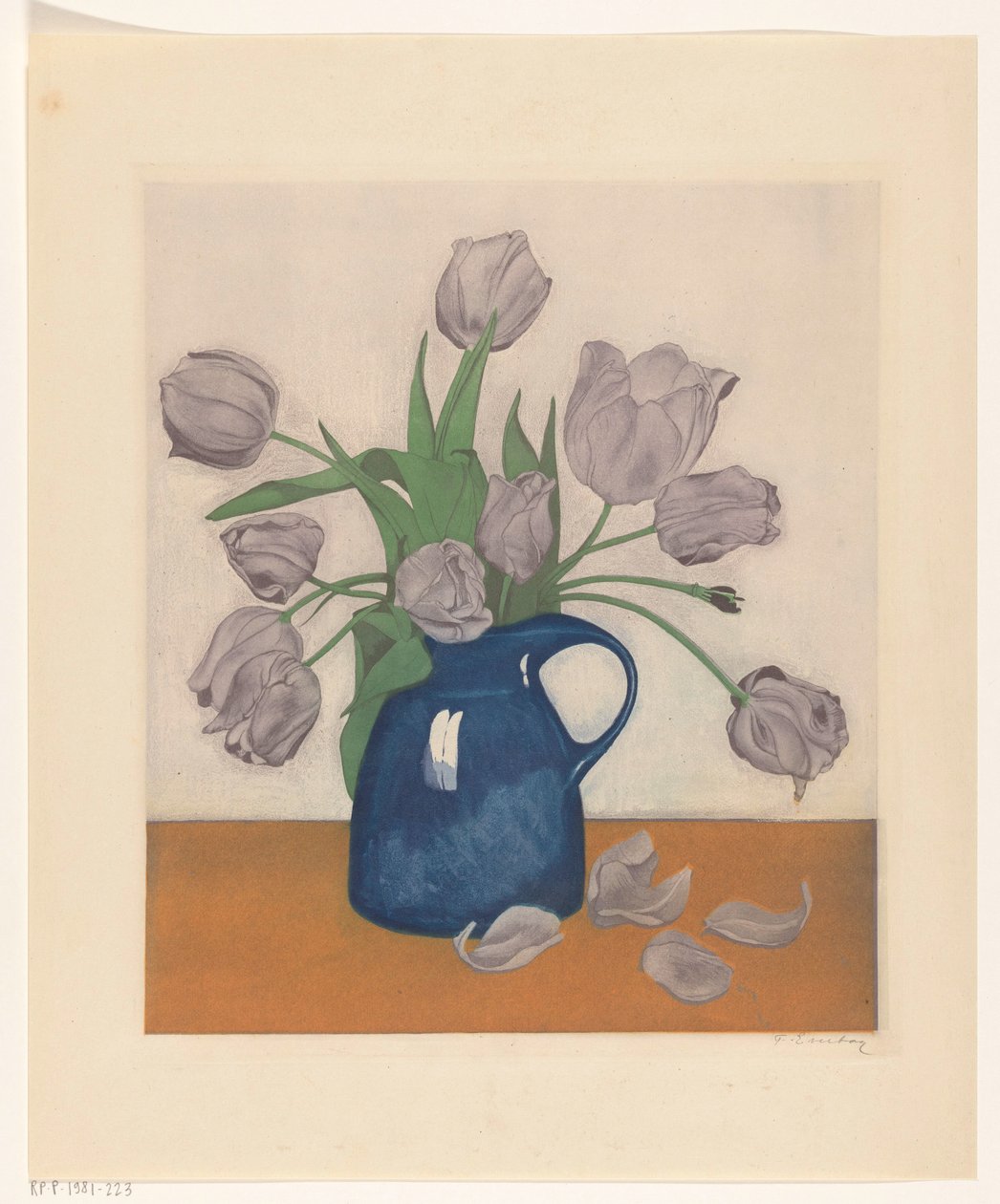 Bir sürahi içinde laleler by Frans Everbag (signed by artist)