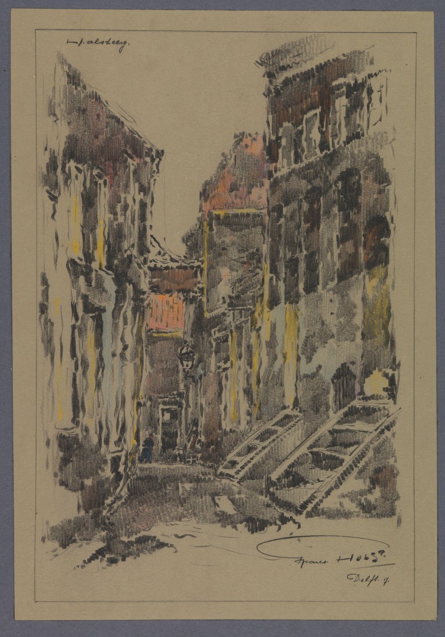 Delft'te Halsteeg by Frans Holst (signed by artist)