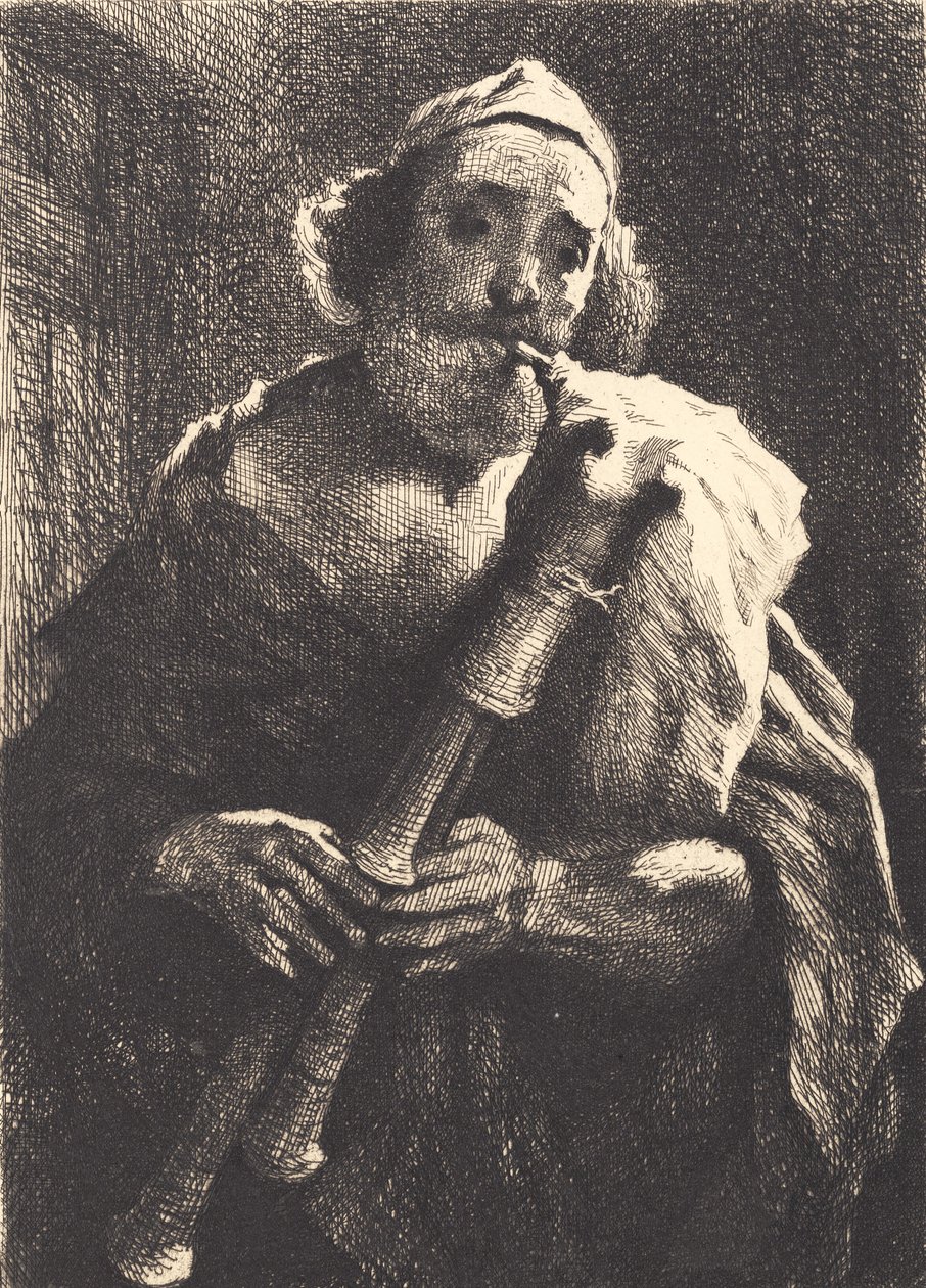Gayda oynayan yaşlı çoban by Frans Schwartz