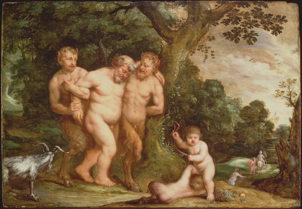 Sarhoş Silenus (panelde yağ) by Frans Wouters